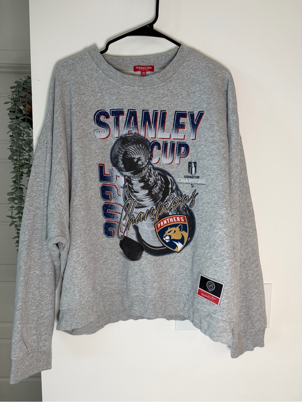Mitchell & Ness Grey Florida Panthers Stanley Cup Crewneck